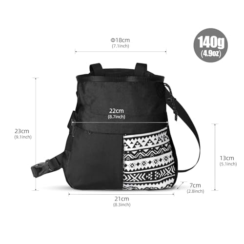RiToEasysports Chalk Bag, Large Capacity Rock Climbing Wide Mouth Chalk Bag with Front Pocket for Bouldering Gym Training - size: Large Black