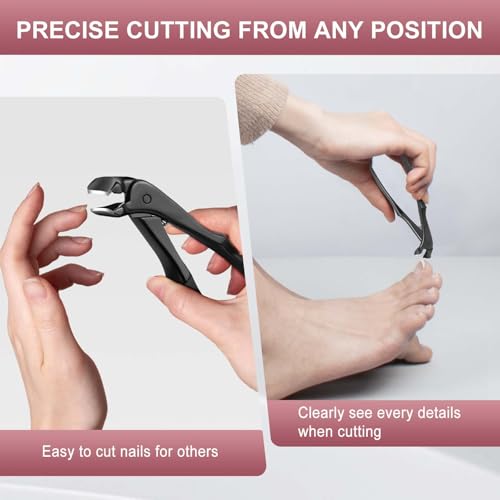 Nail Clippers for Men - Long Handled Toenail Clippers for Seniors Thick Toenails, Heavy Duty Large Nail Clippers for Thick Nails with Wide Opening, Sharp Nail Cutter Gifts for Men Women Adults, Black
