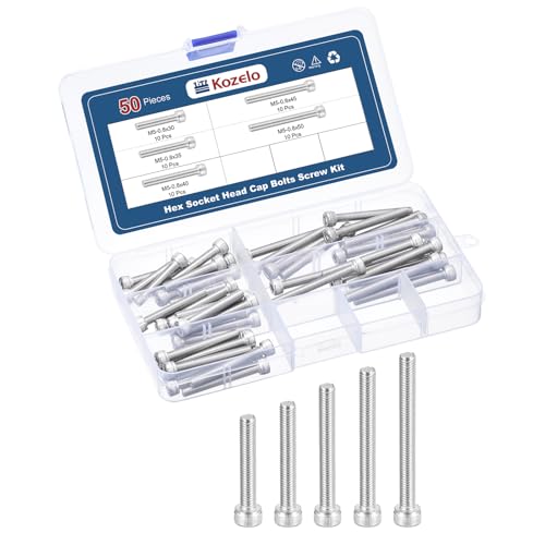 50pcs M5 Socket Head Cap Screws Bolts Nuts Assortment Kit - [M5x30/35/40/45/50mm] 304 Stainless Steel Allen Socket Drive for 3D Printer - size: M5x30/35/40/45/50mm