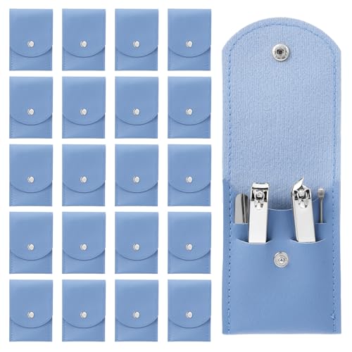 20Sets Manicure Set bulk nail clipper kit Stainless Steel manicure kits bulk fingernail clipper sets 4in1for gift sets beauty Pedicure Kit Pedicure Tools with Travel Case Men Women - color: BLUE