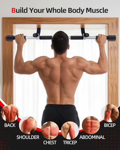 Abahub Home Pull Up Bar - Doorway Mount for Apartments | 265lb Heavy-Duty Strength Trainer | Multi-Grip Space Saver