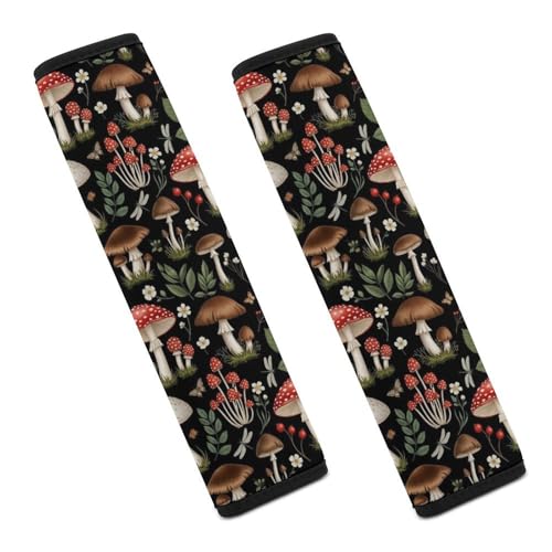 2PCS Soft Padded Car Seat Straps Shoulder Pads for Adult Use, Most Cars, Trippy Leaves Mushroom Shoulder Protector, Shock Absorption - color: Pattern 315