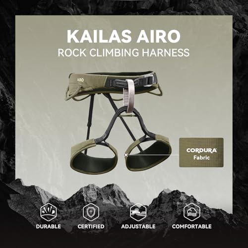 KAILAS Airo Rock Climbing Harness Men Roofing Harnesses Rescue Mountaineering Safety Belt Women Comfortable Lightweight - color: Gray Green, size: X-Large