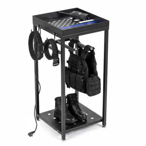 Police Gear Rack with Built-in Power Strip, Tactical Gear Organizer Stand for Duty Belt, Police Vest, Body Armor, Plate Carrier, Helmet Storage, Heavy Duty Gear Rack - size: Freestanding