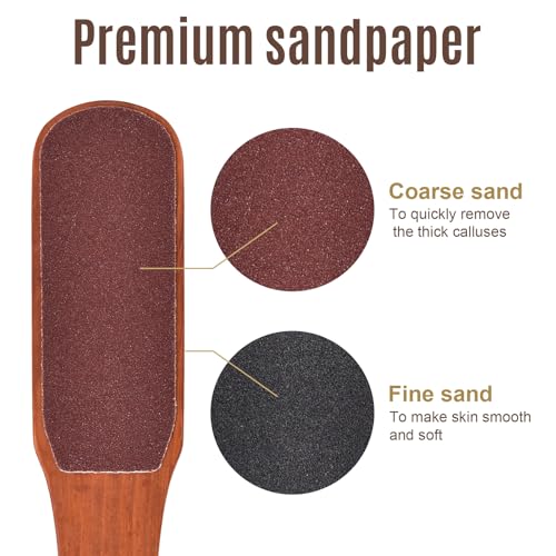 2PCS Foot File Foot Rasp Wooden Handle Pedicure Tool Foot Callus Remover Scrubber Dual-Sides Heel Grater for Dead Skin (1)