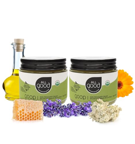 All Good Goop Organic Skin Care Recovery Balm - All Purpose Ointment w/Calendula, Lavender, Beeswax - Chafing Cream, Dry Skin Salve, Cracking Lip Moisturizer - Soothes, Hydrates & Calms - 2oz, 2-pack - size: 2 Ounce (Pack of 2)