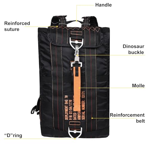 Military Tactical Backpack with Parachute Buckles, Nylon Daypack | Built for men and women for travel, outdoor hiking, camping, trekking, climbing, college, and daily carry - color: Black