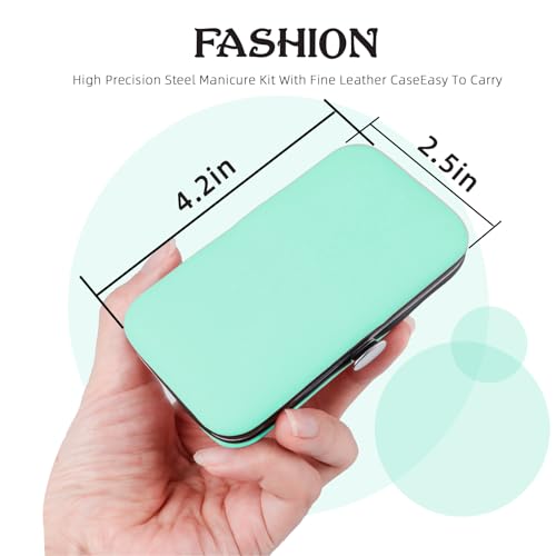 Manicure Set 8 in 1 Nail Clipper Set,RedFlow Nail Clippers,Fingernail & Toenail Clippers,Manicure Tools,Pedicure Tools,Suitable for Travel Manicure Kit,Nail Set Kit with Everything Profe (Green) - color: Green