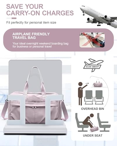 Gym Bag for Women Duffle Bag with Shoe Compartment Yoga Mat Bag Sports Workout Bag Weekend Overnight Bag, Light Pink - color: A23- Light Pink