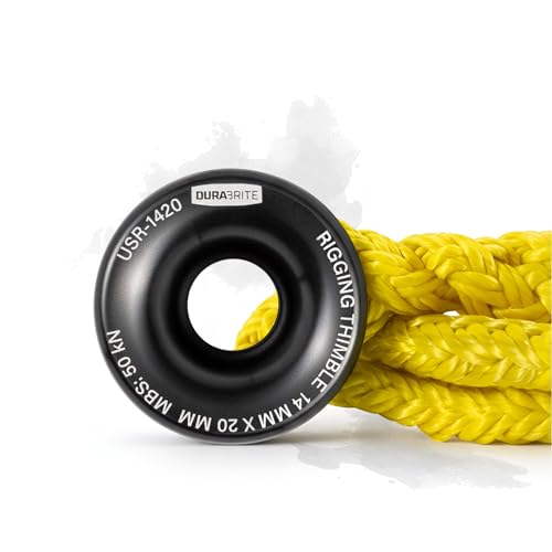 Pelican Rope 1/2" - 4 FT - Adjustable Rigging Block Sling with Aluminum Rings - 13,500 LBS MBS / 2,700 LBS WLL, 12 Strand, Polyester, Arborist Sling, Tree Climbing Gear - Single-Head, Yellow - style: Single-Head | 1/2" - 4 FT