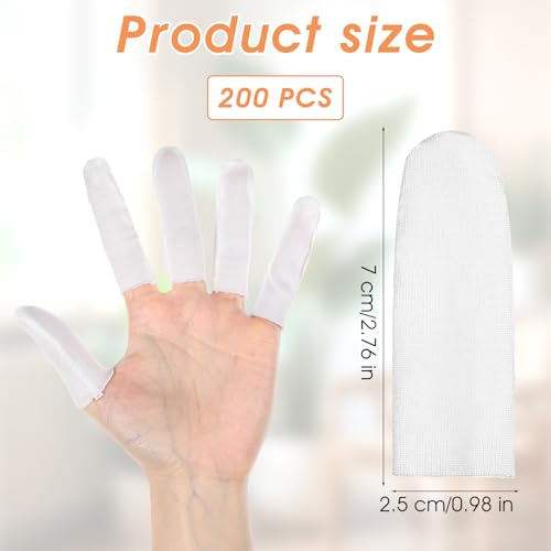 200 Pcs Cotton Cots for Finger,Cloth Finger Cots,Fingers Gauze Sleeve Thumb Protector Covers,White Fingers Condom Sleeves Protectors for Injury,Comfortable Breathable,Moisture Wicking