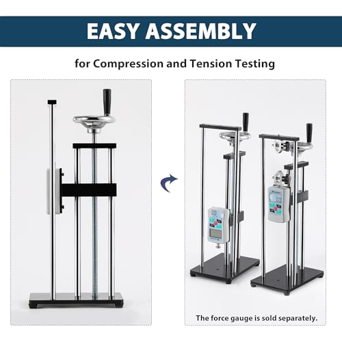Manual Force Test Stand Hand Wheel Operated 250mm Stroke | For ZMF Force Gauge 2 Pcs Testing Clamps Heavy Duty Base Tension Compression Stability Precise Manual Control