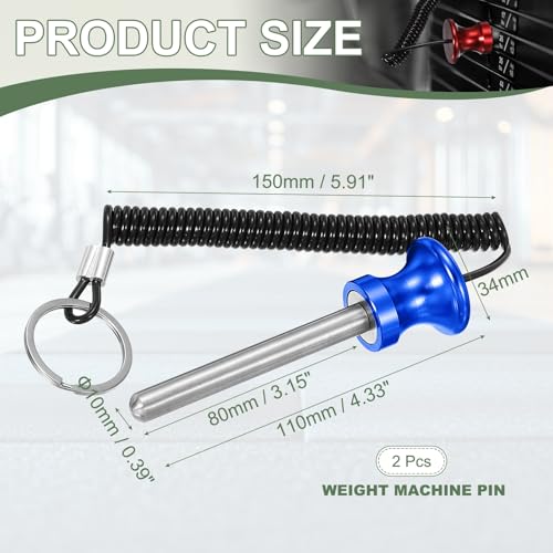 Weight Stack Pin, Weight Gym Pin Strength Training Equipment Replacement with Pull Rope for Commercial Home - color: Blue, size: 0.4 x 3.1 Inch