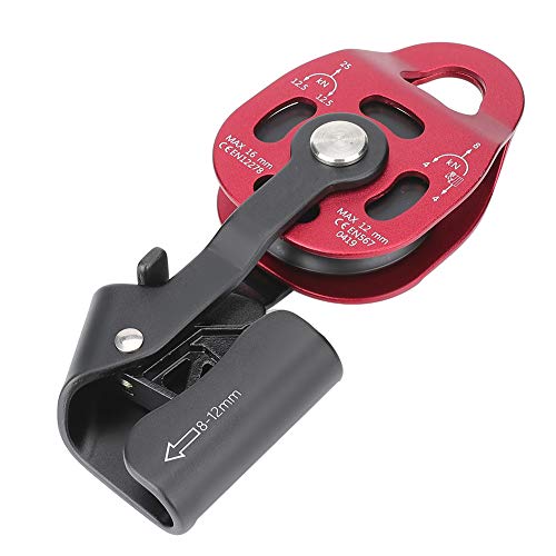 Climbing Pulley,4KN Aluminium Heavy Duty Single Swivel Rope Pulley Block for 8-12mm Rope Climbing Pulley