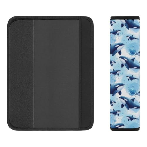 Breathable Car Seat Belt Pad for Girls and Boys, Stroller Pushchair High Chair, 2PCS Ocean Blue Killer Whale Shoulder Harness Cover Easy Install (No Tool) - color: Pattern 773