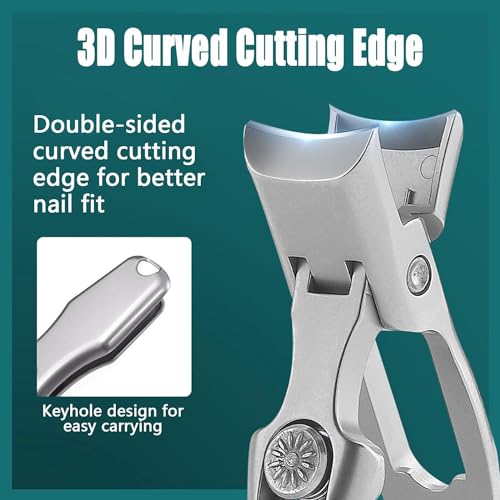 MightyClip Nail Clippers - German Stainless Steel for Men, Includes Nail File and Storage Box (Silver) - color: Silver