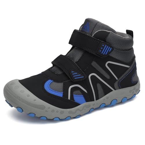 Mishansha Kids Water Resistant Hiking Boots, Boys Girls Anti Collision Anti-Skid Athletic Outdoor Adventure Trekking Shoes | Protective Toe, Adjustable Fit and Flexible Sole for Camping, School, Walking, Trekking, Trail Adventures and Everyday Wear - colo