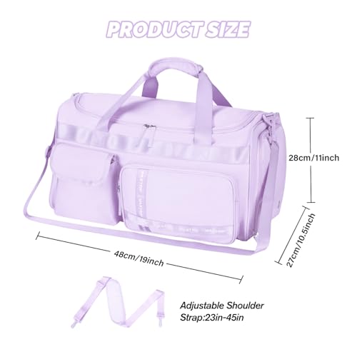 MAXTOP Gym Bag for Women Men Travel Duffle Bag Large Capacity Carry On Weekender Overnight Bag With Shoe Compartment Gym Tote Dry Wet Separation Duffel Bag for Travel - color: Purple, style: Gym Bag