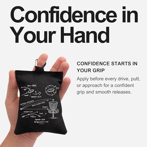Refillable Disc Golf Chalk Bag with Carabiner, 2 Chalk Balls Included – Grip Bag for Dry Hands & Consistent Release, Frisbee Golf Accessory - style: Flight Path – Black
