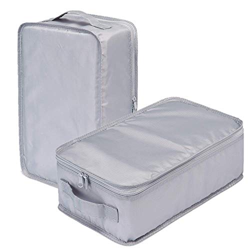 JJ POWER Travel Shoe Bags, Foldable Waterproof Shoe Puches Organizer-Double Layer (2 Grey Shoe Bags) - color: Grey, size: 2 Packs