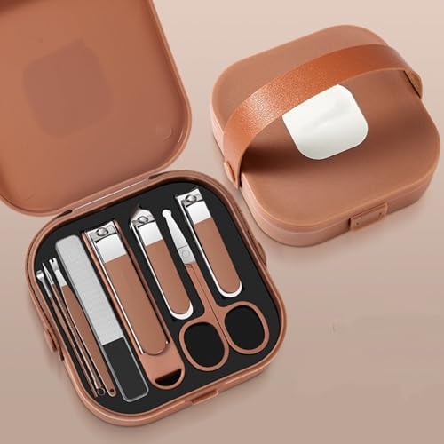 7-in-1 Nail Care Kit - Stainless Steel Pedicure Set with Portable Carrying Case, Anti-Splash Nail Clippers & Grooming Accessories for Home & Travel
