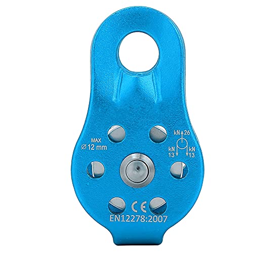 26KN Climbing Pulley, Fixed Plate Aluminum Alloy Rope Pulley Small Pulley System for Heavy Duty, Climbing, Zipline, Hauling Outdoor Activity - color: Blue