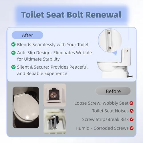 2 Set Toilet Seat Screws, Stainless Steel Toilet Seat Bolts with Expanding Rubber & Plastic Nuts - Universal Toilet Hardware Replacement Kit for Most Top-Mount Toilet Seats' Top-Mount Hinges - style: Universal style fits 14-19mm holes