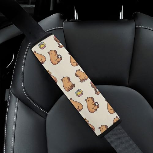 Universal Soft and Comfortable Seat Belt Cover for Adult Use, Stroller Pushchair High Chair, 2 Pack Cute Capybara Shoulder Harness Cover - color: Pattern 363