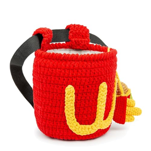 Cute Rock Climbing Chalk Bag, Soft Knitted Climbing Chalk Pouch with Drawstring & Adjustable Belt, Fit Bouldering, Gymnastics & Outdoor Activities for Climbers - color: Red
