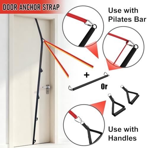 VEICK Pull Up Assist Resistance Bands for Home Gym | 100% Natural Latex, Non Slip Leather Texture, Space Saving, Versatile for Full Body Training, Home Gym - color: Colorful Set of 4 + Pilates Bar