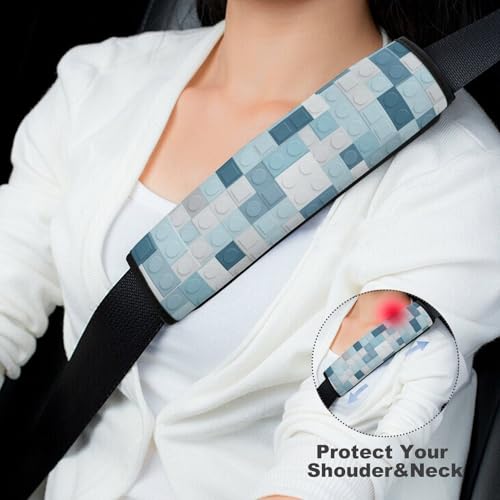 2 Piece Universal Fit Seat Belt Cover for Adult Use, Most Cars, Construction Building Blocks Colorful Bricks Rainbow Seat Belt Covers Cushion, Shock Absorption - color: Pattern 483