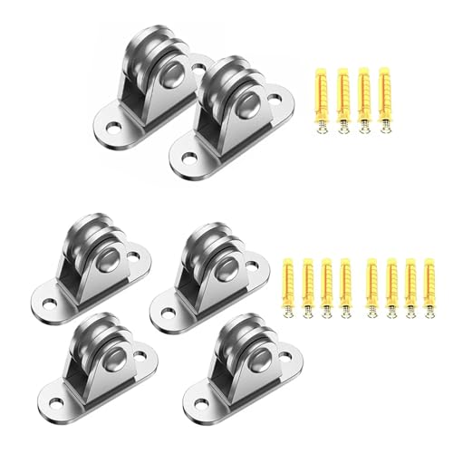 U Groove Stainless Steel Wall Pulley 4Pcs Heavy Duty Fixed Pulley Loading 176 Lb Pulley Block Kit Wall-Mounted Pulley for Cord Material Handling Moving/DIY Mount