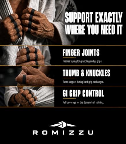 BJJ Finger Tape with Metal Storage Tin - 6 Rolls (26ft) Grappling Tape, MMA | Breathable cotton, residue-free tape offers strong finger support. Great for wrestling, rock climbing, Jiu Jitsu. 0.3in wide - color: Black