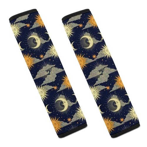 2 Piece Sun Moon Celestial Hippie Sun Moon Car Seat Belt Pad Breathable Seat Belt Cushion for Child, Stroller Pushchair High Chair, Easy Install (No Tool) - color: Pattern 678