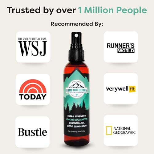Lumi Outdoors Natural Shoe Deodorizer Spray - Odor Eliminator | Destroys Stubborn Shoe Smells at the Source - 700+ Sprays - Sneakers, Work Boots, Cleats & Gym Bags - Lemon Eucalyptus Scent - style: 1 Pack - Lemon Eucalyptus