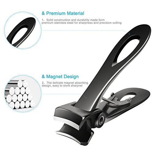 Werlla Toenail Clippers for Thick Toenails, Long Handle Wide Jaw Opening Nail Clippers for Adult, Men, Seniors, Extra Large Heavy Duty Toenail Clippers for Fingernail & Ingrown Toenail (2 Piece Set) - style: 2pcs_curved_black