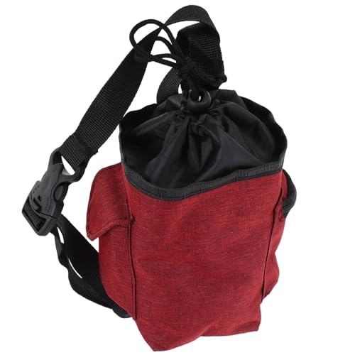 Chalk Bag for Rock Climbing and Gymnastics with Zipper Storage Pockets, Burgundy Climbing Chalk Holder Waist Pouch for Bouldering and Weightlifting Outdoor Gear