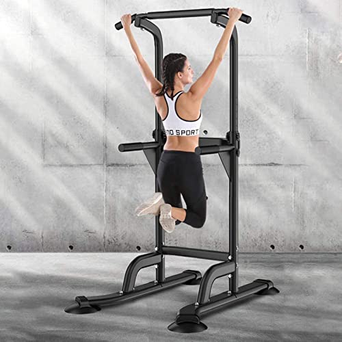 SogesHome Pull Up Station Dip Station Dip Stand Power Tower Adjustable Height Multi-Functional Home Strength Training Fitness Workout Station