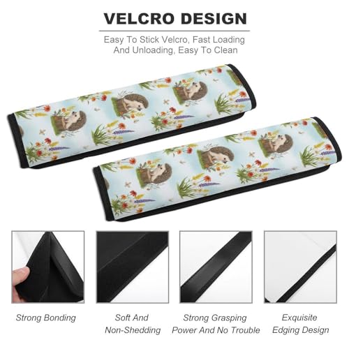 2 Pack Hedgehog Flower Spring Chic Seat Belt Cover Universal Fit Shoulder Harness Cover for Girls and Boys, Car Seats Pushchair Strollers High Chair Pushchair - color: Pattern 587