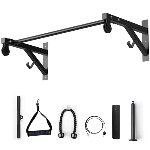 Pull Up Bar Wall Mounted, Heavy Duty 650 lbs Capacity Chin Up Bar, 48" Multi-Grip Strength Training Pull-up Bars, for Home Gym Garage/Backyard Total Body Workout, Ease Of Use Mounting - color: Black01