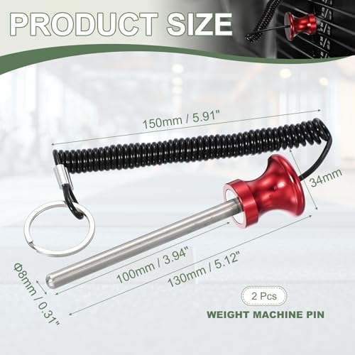 Weight Stack Pin, Weight Gym Pin Strength Training Equipment Replacement with Pull Rope for Commercial Home - color: Red, size: 0.3 x 3.9 Inch
