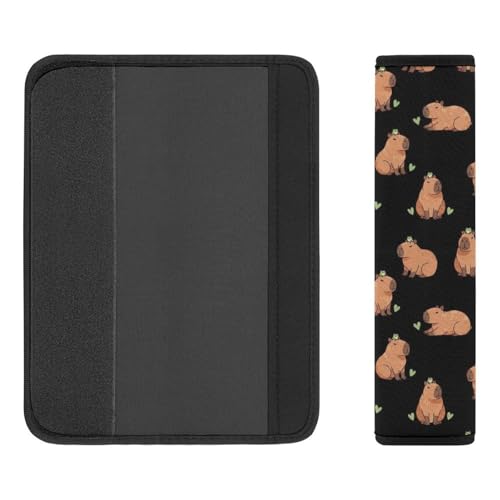 2PCS Cute Capybaras Black Car Seat Belt Pad Breathable Shoulder Protector for Girls and Boys, Most Cars, Anti-Slip Pad - color: Pattern 1000