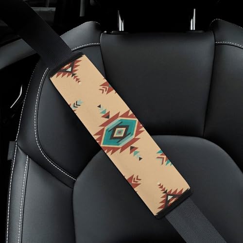 2 Piece Geometric Tribal Red Teal White Aztec Car Seat Belt Pad Breathable Seat Belt Cushion for Child, Stroller Pushchair High Chair, Easy Install (No Tool) - color: Pattern 30