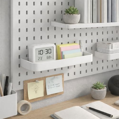 Chris.W 2Pack Pegboard Trays Shelf White Pegboards Bins Pegboards Spice Holder - Compatible with Ikea Skadis Pegboard - color: 2pcs Pegboard Shelves