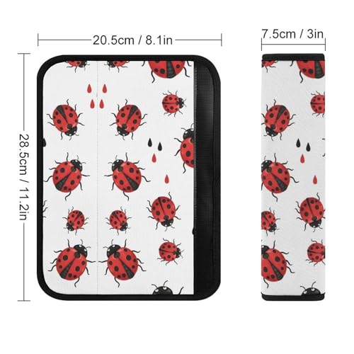 Soft Padded Car Seat Straps Shoulder Pads for Elderly Support, All Vehicles, 1 Pair Ladybug Rain Beige Shoulder Protector Anti-Slip Pad - color: Pattern 771