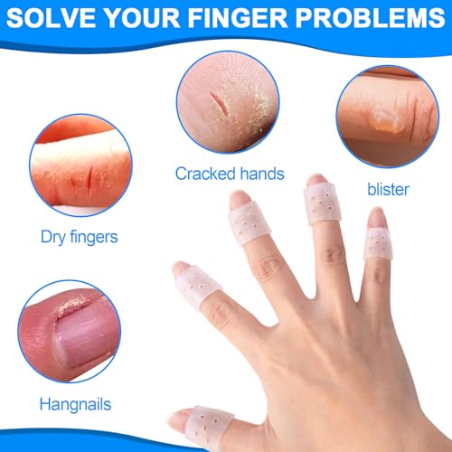 PAGOW 20pcs Finger Covers for Skin Picking, Stop Nail Biting Finger Guard | Reusable Breathable Silicone Anti Skin Picking Finger Gloves for Nail Biting Prevention, Cuticle Protection, Cracked - Clear - size: style1,clear,20pcs
