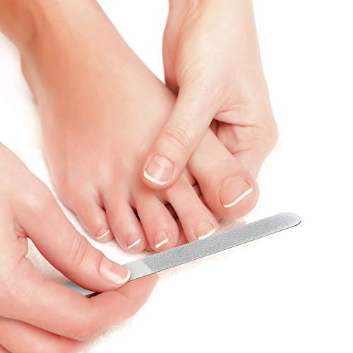 Mudder 3 Pcs Metal Diamond Nail File Set for Women Men Stainless Steel Metal Double Side Fingernail Toenail Buffer Filers Silver Emery Boards for Salon Home Travel Manicure Pedicure Nail Care Tool - color: Silver