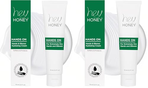 Hey Honey Hand Cream for Extremely Dry Cracked Hands & Elbows - Instant Relief with Shea Butter, Honey & Propolis - Cracked Skin Repair Moisturizer - Fast Absorbing 2.2 Oz (Pack of 2) - size: 2.2 Fl Oz (Pack of 2)