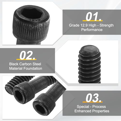 PATIKIL 1/4"-20 x 4 Socket Head Cap Screws Bolts, 10Pcs Carbon Steel Hex Head Metric Screws for Door Road Bicycle Mountain Bike Auto Ship Communication Equipment, Black - size: 1/4"-20 x 4
