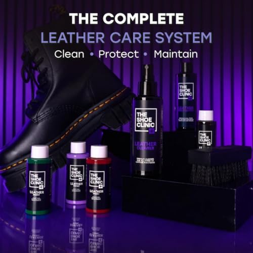 Shoe Clinic Leather Cleaning Kit | Shoe Cleaning Kit with Leather Cleaner and Cleaning Brush | 125ml Stain Remover Spray | Shoe Cleaner for All Types of Boots and Footwear